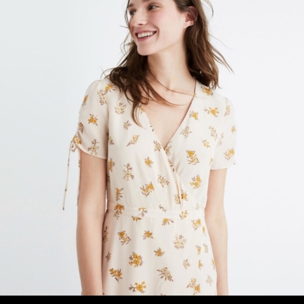 Madewell silk floral wrap dress